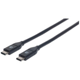 Manhattan Cable USB-C a USB-C, 50 cm, macho a macho, 10 Gbps (USB 3.2 Gen 2 / USB 3.1), 3 A (carga rápida), negro, garantía de por vida, equivalente a USB31CC50CM Cable USB 3.2 Gen 2 (3.1 Gen 2) USB C USB C Macho