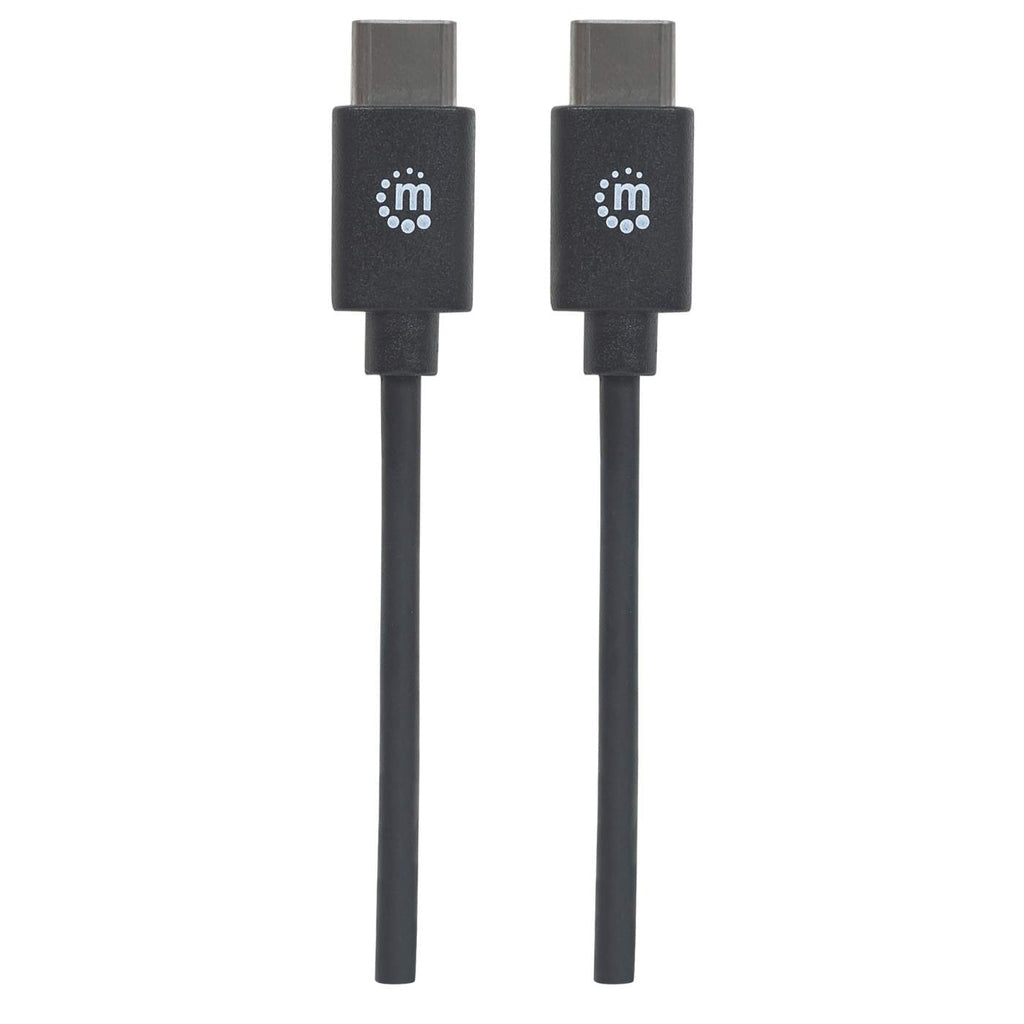 Manhattan Cable USB-C a USB-C, 1 m, macho a macho, 480 Mbps (USB 2.0), 3 A (carga rápida), negro, garantía de por vida, equivalente a USB2CC1M Cable USB 2.0 USB C USB C Macho