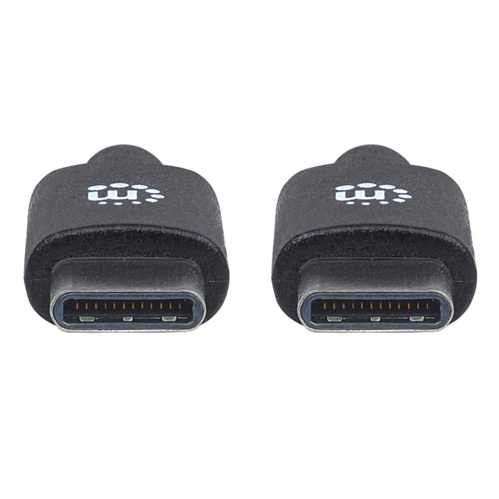 Manhattan Cable USB-C a USB-C, 1 m, macho a macho, 480 Mbps (USB 2.0), 3 A (carga rápida), negro, garantía de por vida, equivalente a USB2CC1M Cable USB 2.0 USB C USB C Macho