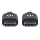 Manhattan Cable USB-C a USB-C, 1 m, macho a macho, 480 Mbps (USB 2.0), 3 A (carga rápida), negro, garantía de por vida, equivalente a USB2CC1M Cable USB 2.0 USB C USB C Macho