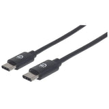 Manhattan Cable USB-C a USB-C, 3 m, macho a macho, 480 Mbps (USB 2.0), negro, garantía de por vida, equivalente a USB2CC3M Cable USB 2.0 USB C USB C Macho