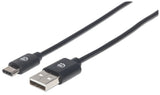 Manhattan Cable USB-C a USB-A, 3 m, macho a macho, 480 Mbps (USB 2.0), negro, garantía de por vida Cable USB 2.0 USB C USB A Macho