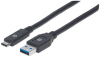 Manhattan Cable USB-C a USB-A, 3 m, macho a macho, 5 Gbps (USB 3.2 Gen1 / USB 3.0), 3 A (carga rápida), negro, garantía de por vida Cable USB 3.2 Gen 1 (3.1 Gen 1) USB C USB A Macho
