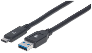 Manhattan Cable USB-C a USB-A, 3 m, macho a macho, 5 Gbps (USB 3.2 Gen1 / USB 3.0), 3 A (carga rápida), negro, garantía de por vida Cable USB 3.2 Gen 1 (3.1 Gen 1) USB C USB A Macho