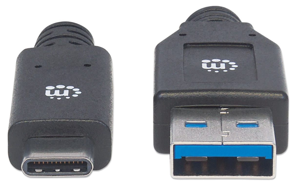 Manhattan Cable USB-C a USB-A, 3 m, macho a macho, 5 Gbps (USB 3.2 Gen1 / USB 3.0), 3 A (carga rápida), negro, garantía 