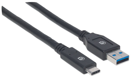 Manhattan Cable USB-C a USB-A, 3 m, macho a macho, 5 Gbps (USB 3.2 Gen1 / USB 3.0), 3 A (carga rápida), negro, garantía de por vida Cable USB 3.2 Gen 1 (3.1 Gen 1) USB C USB A Macho