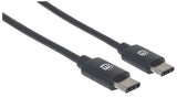 Manhattan Cable USB-C a USB-C, 2 m, macho a macho, 480 Mbps (USB 2.0), 3 A, negro, garantía de por vida, equivalente a USB2CC2M Cable USB 2.0 USB C USB C Macho