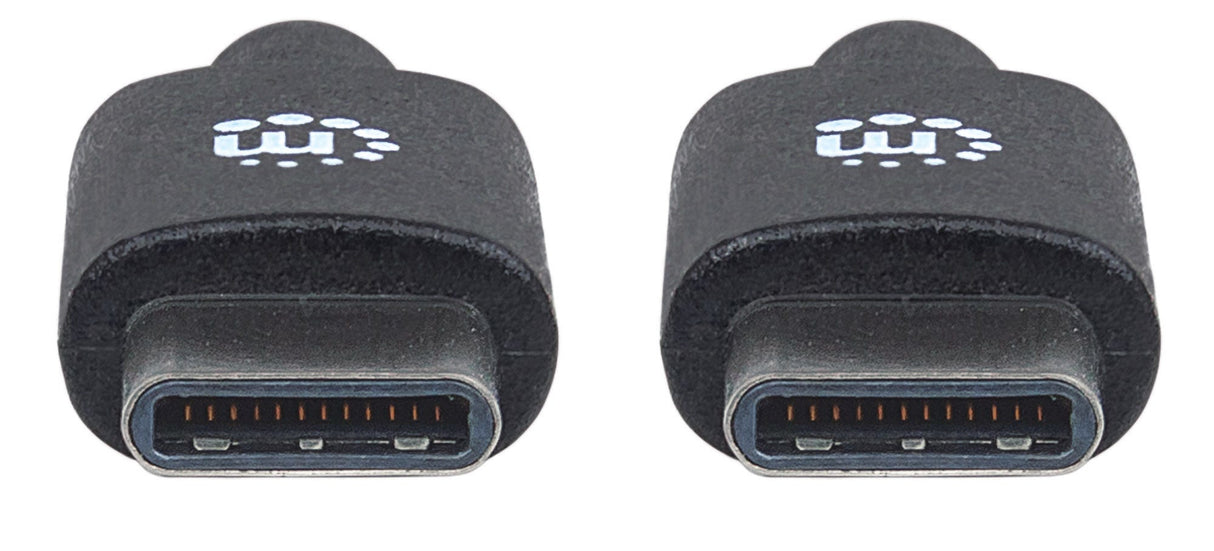 Manhattan Cable USB-C a USB-C, 2 m, macho a macho, 480 Mbps (USB 2.0), 3 A, negro, garantía de por vida, equivalente a USB2CC2M Cable USB 2.0 USB C USB C Macho