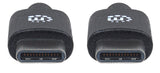 Manhattan Cable USB-C a USB-C, 2 m, macho a macho, 480 Mbps (USB 2.0), 3 A, negro, garantía de por vida, equivalente a USB2CC2M Cable USB 2.0 USB C USB C Macho