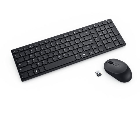 DELL Teclado y mouse compactos y silenciosos Pro - KM555 - Español de Latinoamérica, Tamaño completo (100%), Inalámbrico, RF inalámbrico + bluetooth