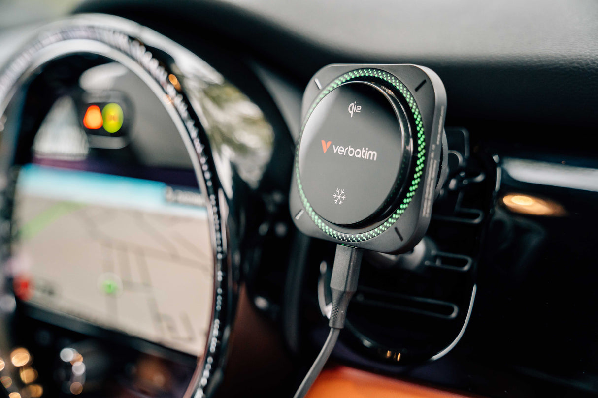 Verbatim Charge 'n' Drive Qi2 RGB Smartphone Negro USB Cargador inalámbrico Carga rápida Auto