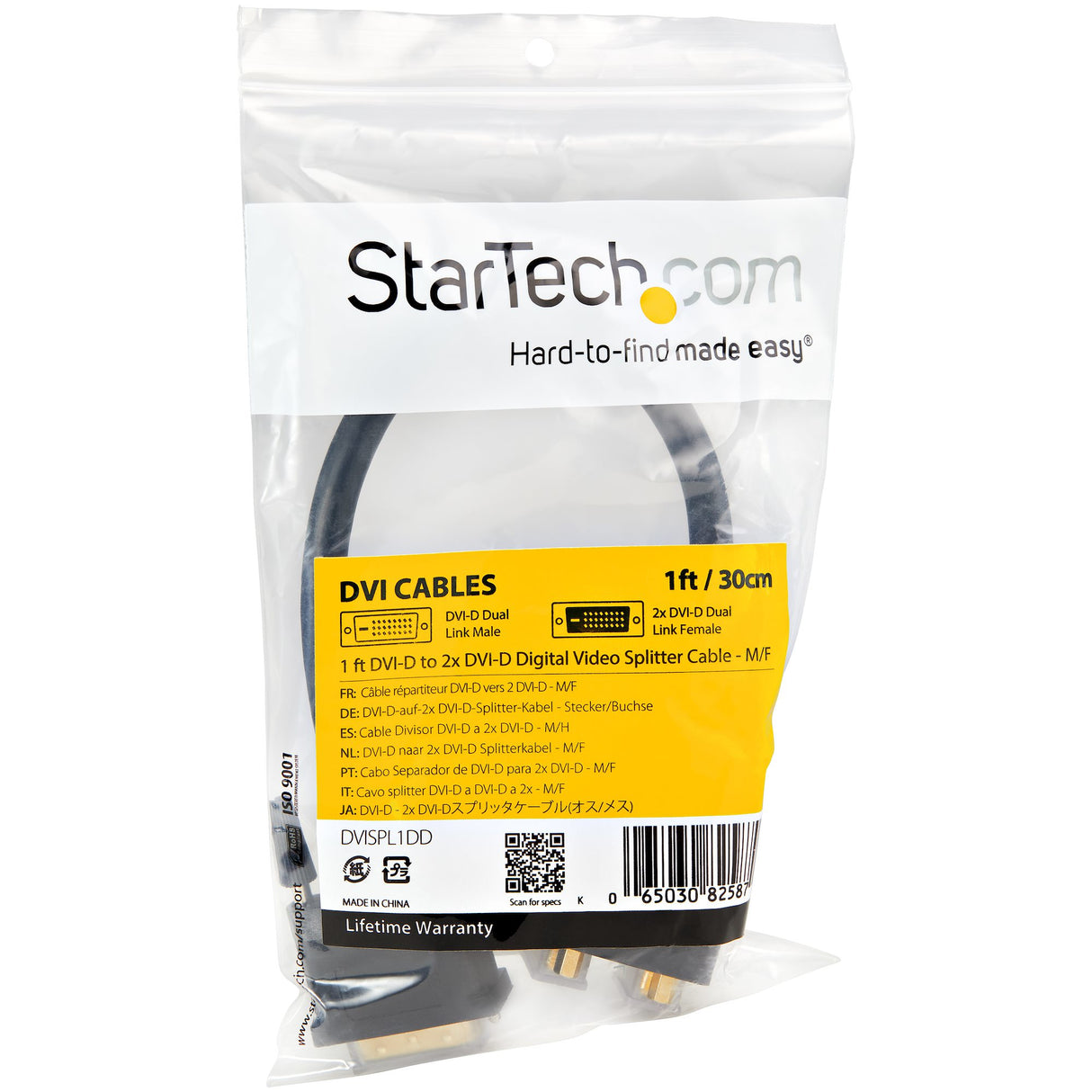 StarTech.com Cable Duplicador Divisor de Vídeo DVI-D de 2 Puertos Salidas Compacto - Bifurcador Cable 0,3 m DVI-D 2 x DVI-D Macho