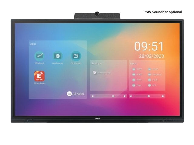 Sharp PN-LC752 - Sharp PN-LC752 Pantalla plana para señalización digital 190,5 cm (75") LCD Wifi 450 cd / m² 4K Ultra HD Negro Pantalla táctil Procesador incorporado Android 11 16/7