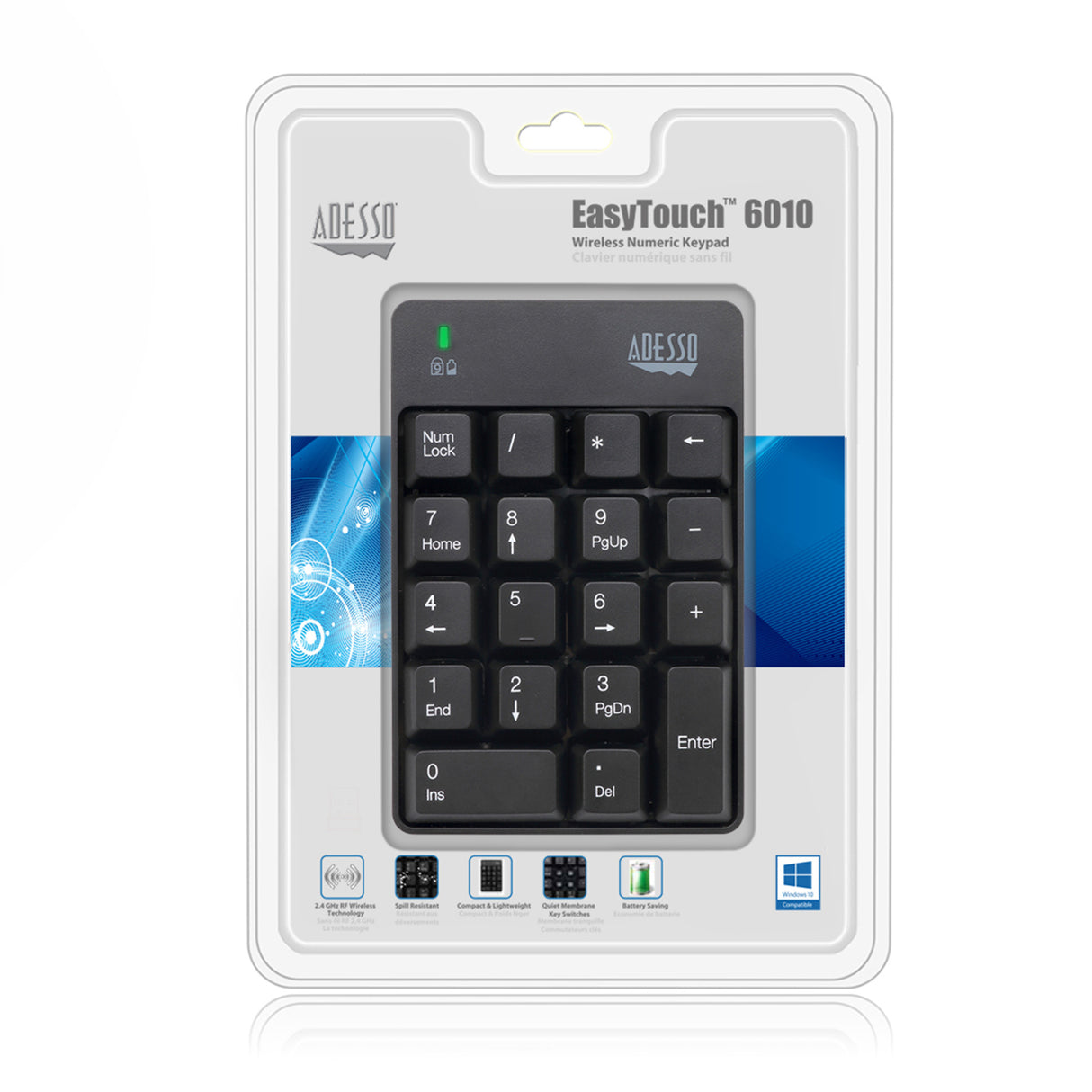 Adesso Wireless Spill Resistant 18-Key Numeric Keypad