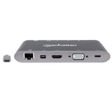 Manhattan Docking Station USB-C SuperVelocidad 7 en 1 Laptop Alámbrico USB 3.2 Gen 1 (3.1 Gen 1) Type-C 3 1