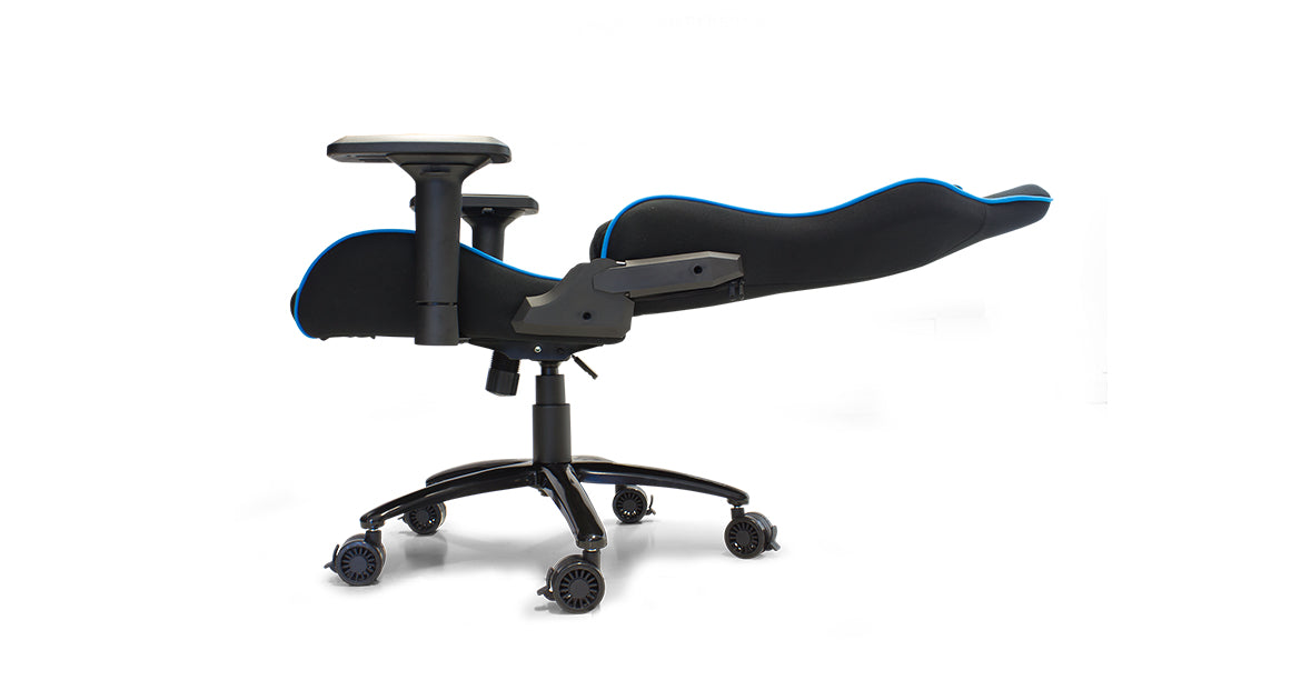 Silla Game Factor CGC600 Tela Reclinable con Descansa Brazos 4D Estrella Metálica Color Azul-Negro