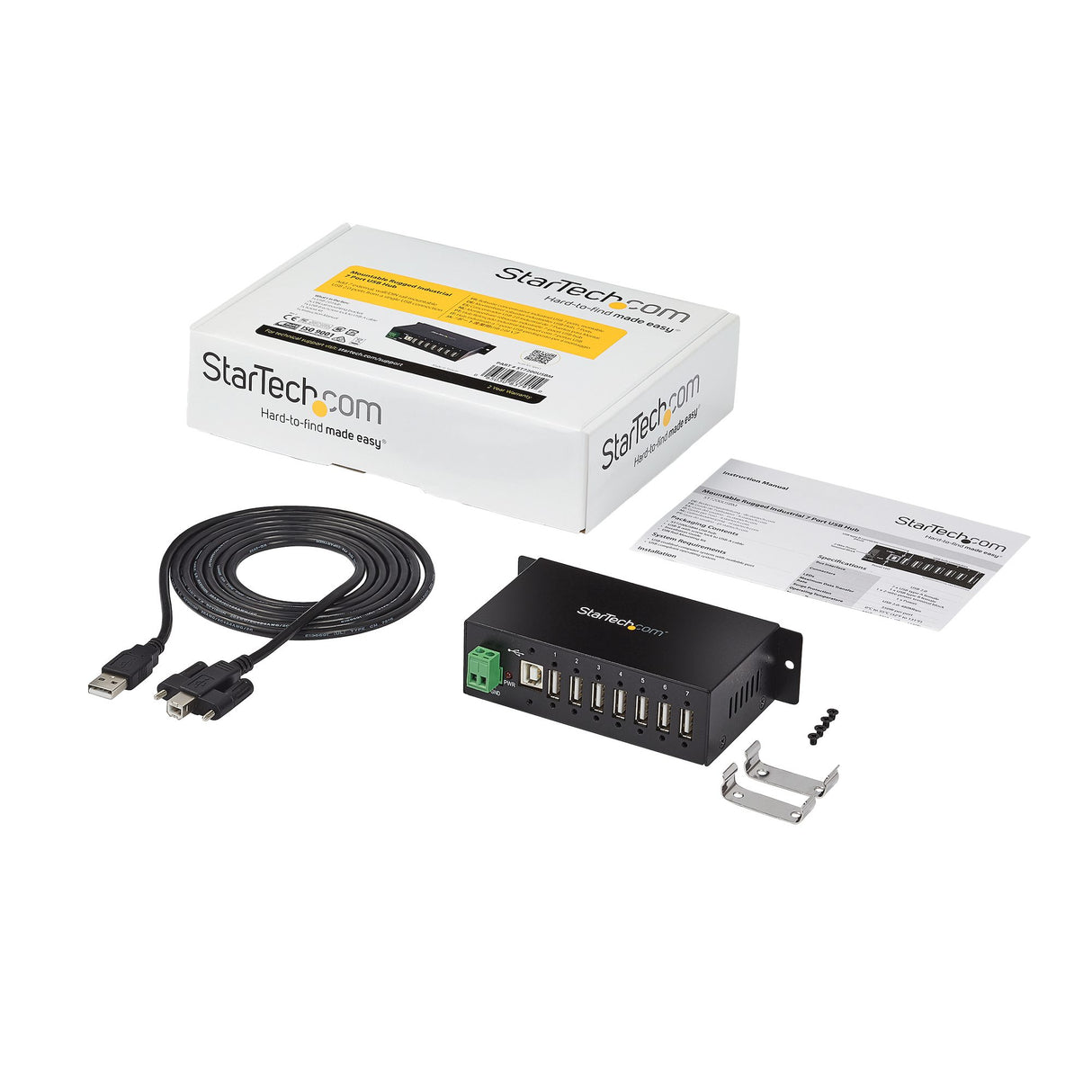 StarTech.com Hub Industrial de 7 Puertos USB 2.0 con Protección Antiestática ESD y Protección de Picos de 350W hubs de interfaz USB 2.0 Type-B USB 2.0 7 7