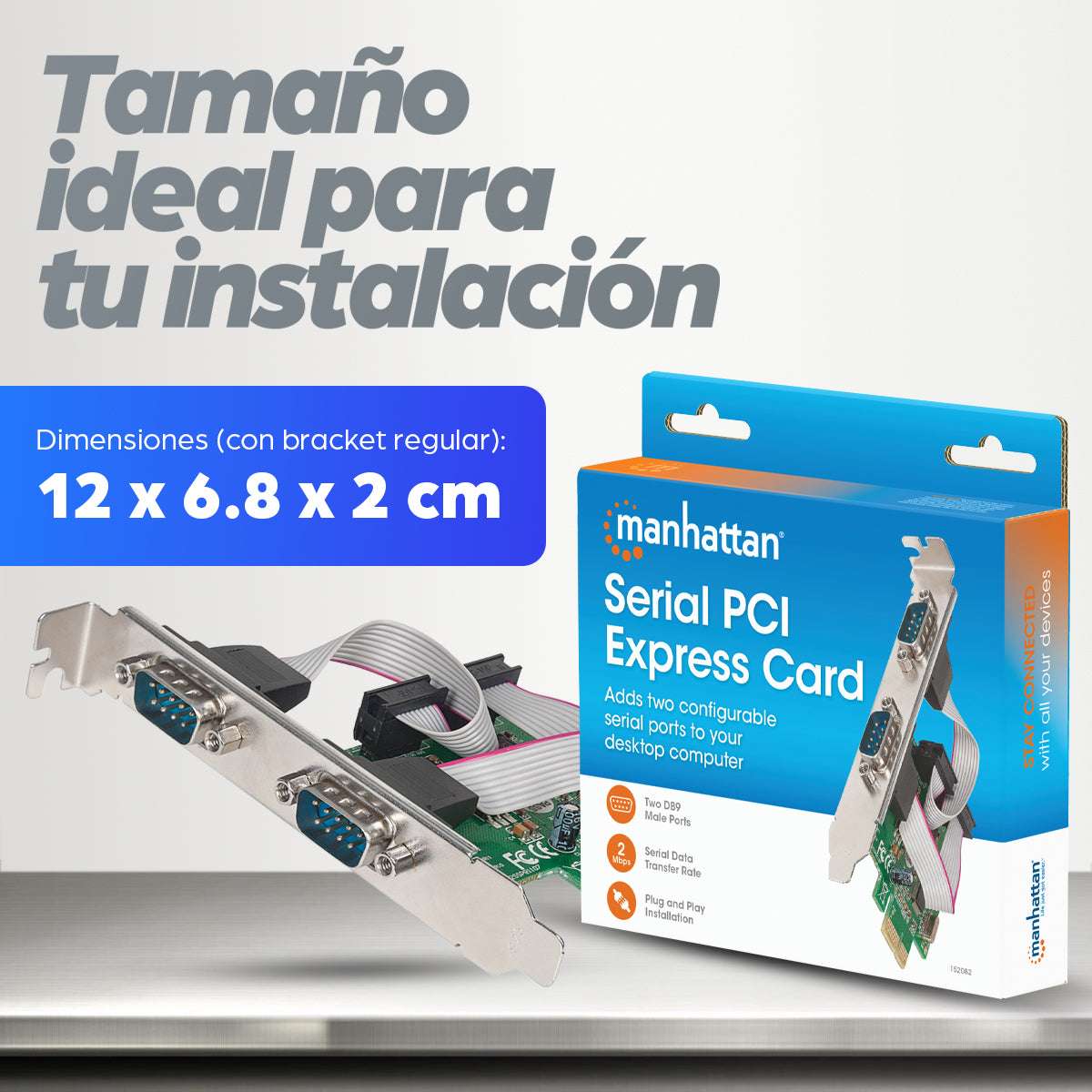 Manhattan Tarjeta Serial PCI Express tarjetas y adaptadores de interfaz PCIe De serie 2 Si
