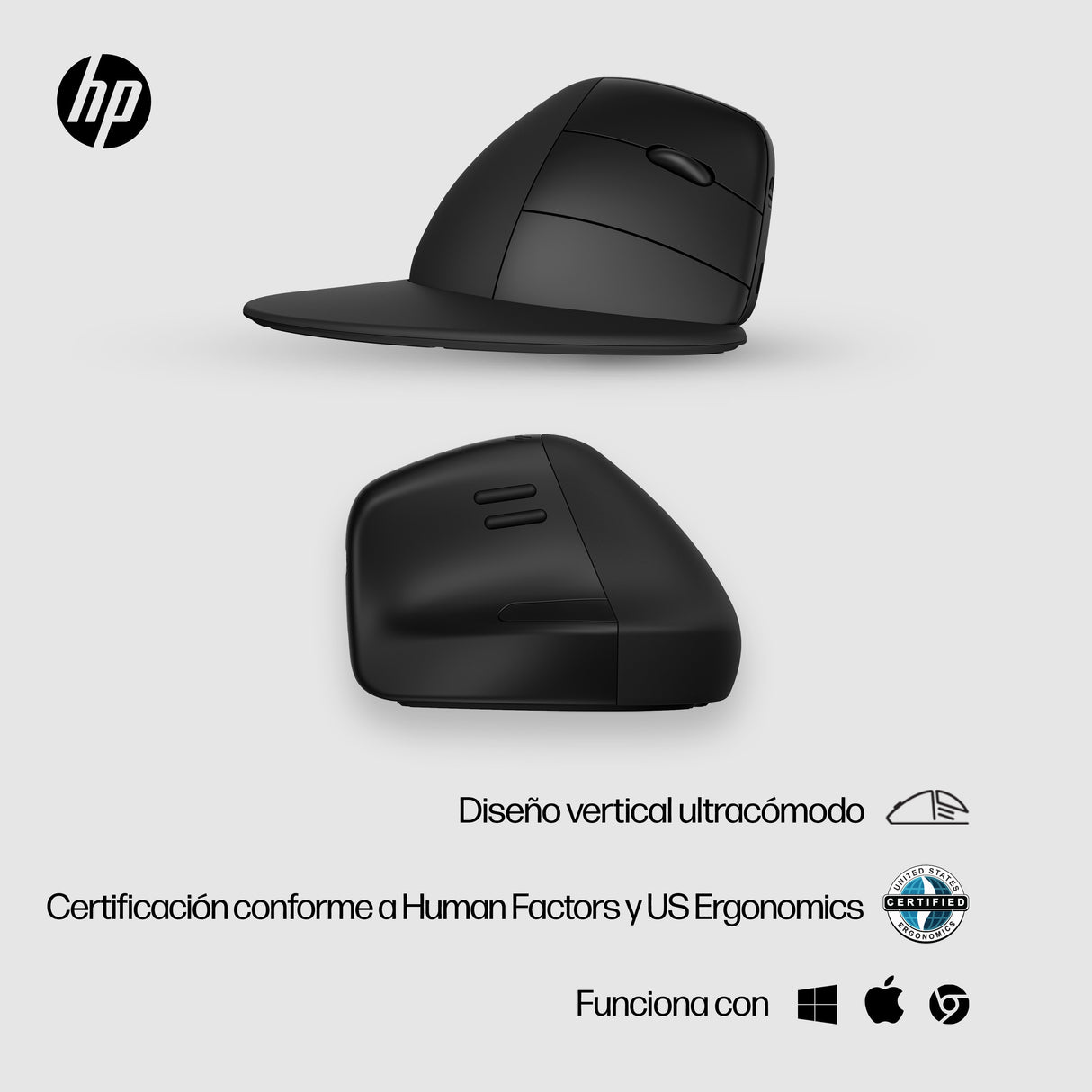 HP Ratón vertical ergonómico HP 925 Ratón Oficina RF Wireless + Bluetooth 4000 DPI Rueda
