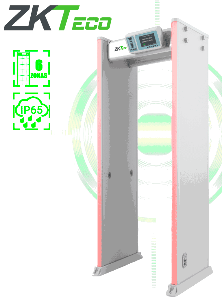 Detector de Metales ZKTECO D4330IP65 con 33 Zonas de Detección, 300 Niveles de Sensibilidad y Pantalla HD 7"