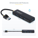 StarTech.com Hub USB-A de 4 Puertos - Ladrón USB de 4 Puertos - Alimentado por el Bus - USB 3.0 de 5Gbps - Hub Portátil