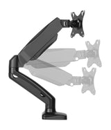 Manhattan Soporte de sobremesa para TV/monitores (Articulado con muelle), para pantallas de 13" a 27", fijación con abrazadera o por ojal, Compatibili