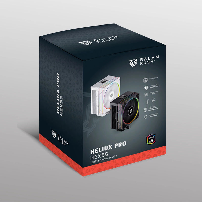 Balam Rush Heliux Pro HEX55 Procesador Enfriador de aire 12 cm Blanco, 600 RPM, 2200 RPM