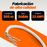 BOBINA INT CAT 6 CCA 305M SOLIDA GRIS (COBRE CON ALUMINIO)