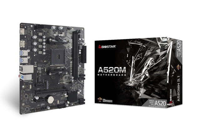 Biostar A520MH 3.1 placa base AMD A520 Enchufe AM4 Micro ATX, AMD Ryzen 3000 Series, DDR4-SDRAM