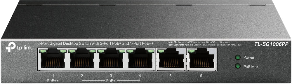TP-Link TL-SG1006PP dispositivo de redes No administrado Si 6 Gigabit Ethernet (10/100/1000)