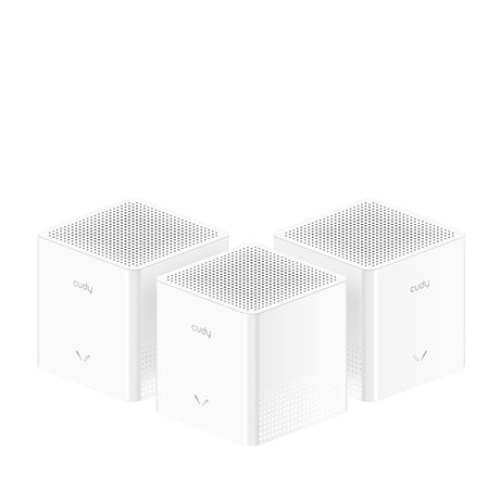 Sistema Mesh Cudy M1200 (3 piezas) Wi-Fi AC1200 (2 puertos ethernet 10/100 por pieza) seamless roaming
