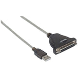 Manhattan Convertidor para Impresora de USB Full-Speed a Paralelo DB25 Cable Negro, Plata USB A Parallel; 25-pin 1,8 m