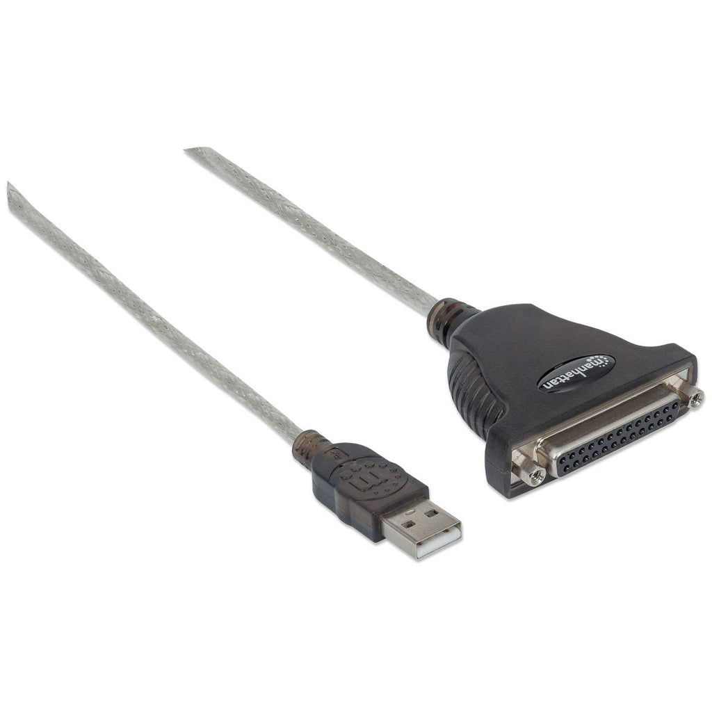 Manhattan Convertidor para Impresora de USB Full-Speed a Paralelo DB25 Cable Negro, Plata USB A Parallel; 25-pin 1,8 m
