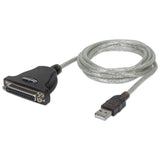 Manhattan Convertidor para Impresora de USB Full-Speed a Paralelo DB25 Cable Negro, Plata USB A Parallel; 25-pin 1,8 m