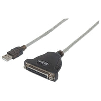 Manhattan Convertidor para Impresora de USB Full-Speed a Paralelo DB25 Cable Negro, Plata USB A Parallel; 25-pin 1,8 m