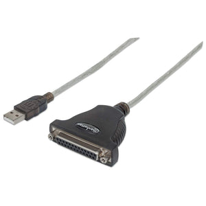 Manhattan Convertidor para Impresora de USB Full-Speed a Paralelo DB25 Cable Negro, Plata USB A Parallel; 25-pin 1,8 m