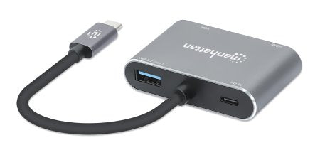 Manhattan Hub/dock USB-C, puertos (4): HDMI, USB-A, USB-C y VGA, con Power Delivery (PD) 87 W- requi