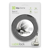 Klip Xtreme Bolt K cable antirrobo Negro, Plata 2 m, Kensington, Llave, Acero galvanizado