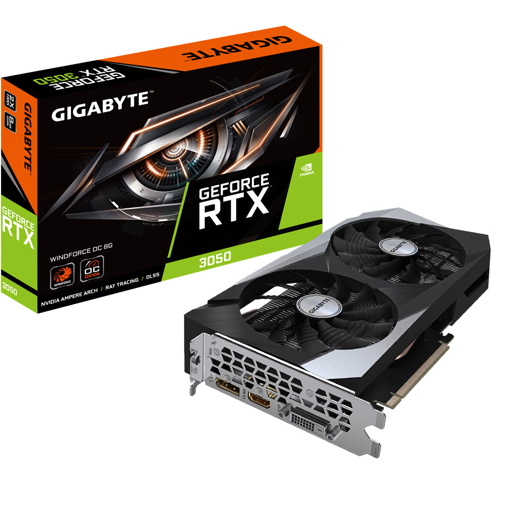GIGABYTE GeForce RTX 3050 WINDFORCE OC 8G tarjetas gráficas Si 2560 NVIDIA GeForce RTX 3050