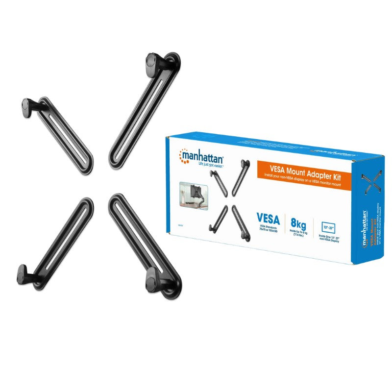 Adaptador Montaje Monitor No VESA Manhattan 461870, 100x100mm, 10kg, Negro