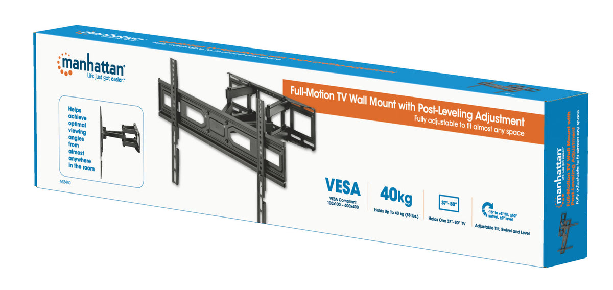 462440 - Manhattan Soporte de pared (Articulado) para TV/monitores, pantallas 32"-65", Compatibilidad VESA: de 100x100