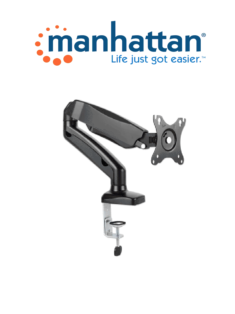 MANHATTAN 462495 - Soporte de escritorio para monitor / 1 monitor de 17" a 27" / Piston de Gas / Soporta hasta 9Kg / Articulado