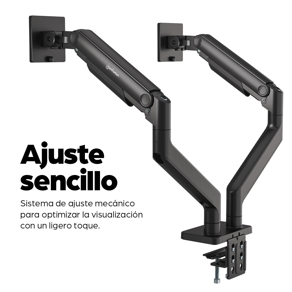 462587 - Manhattan Soporte doble de sobremesa para TV/monitores (Articulado con muelle), para pantallas de 13" a 45", f