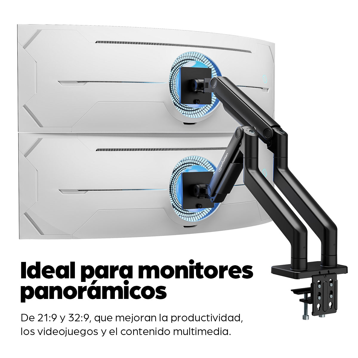 462587 - Manhattan Soporte doble de sobremesa para TV/monitores (Articulado con muelle), para pantallas de 13" a 45", f