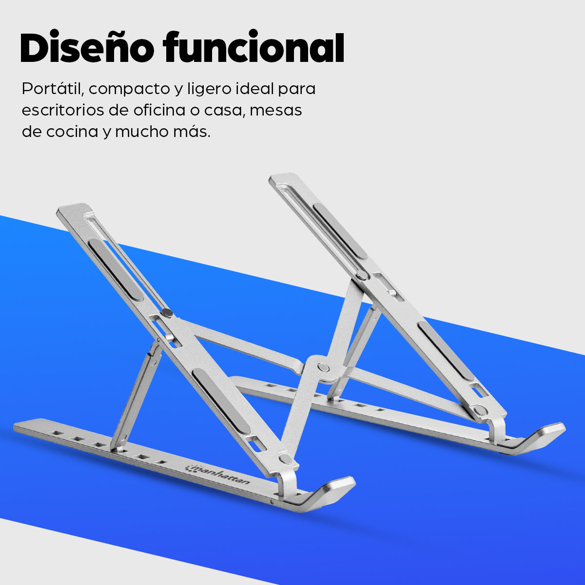 462600 - Manhattan 462600 Laptop Soporte para ordenador portátil Aluminio Aluminio, Silicona, Acero 39,6 cm (15.6")