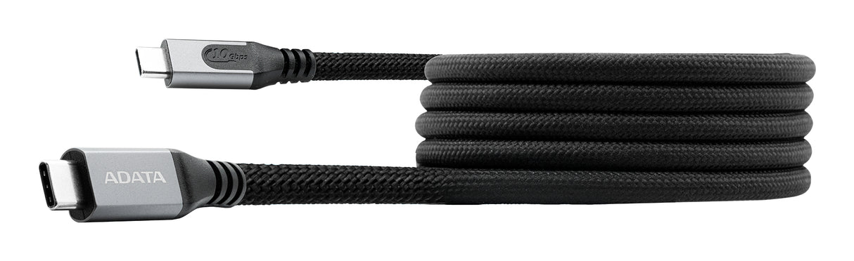 ADATA CABLE TIPO C A TIPO C 1M CUBIERTA DE NYLON, MAGNÉTIZADO 10GBPS 100W TRANNFIERE AUDIO Y VIDEO 4K UHD NEGRO