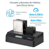 StarTech.com Clonador Borrador Autónomo USB 3.0 / eSATA a SATA de 4 Bahías para Discos Duros y SSDs 1:3 - Docking Statio