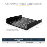 StarTech.com Estante Bandeja Ventilado Cantilever para Armario Rack de Servidores 2U Profundidad Fija - 22kg
