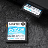 Kingston Technology Canvas Go! Plus Tarjeta SDXC Canvas Go Plus 170R C10 UHS-I U3 V30 de 512 GB Memoria Flash 512 GB SD 170 MB/s 90 MB/s