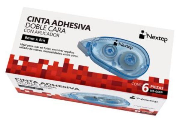 Nextep NE-068P cinta correctora 8 m Azul, Transparente 6 pieza(s) | Cintas correctoras